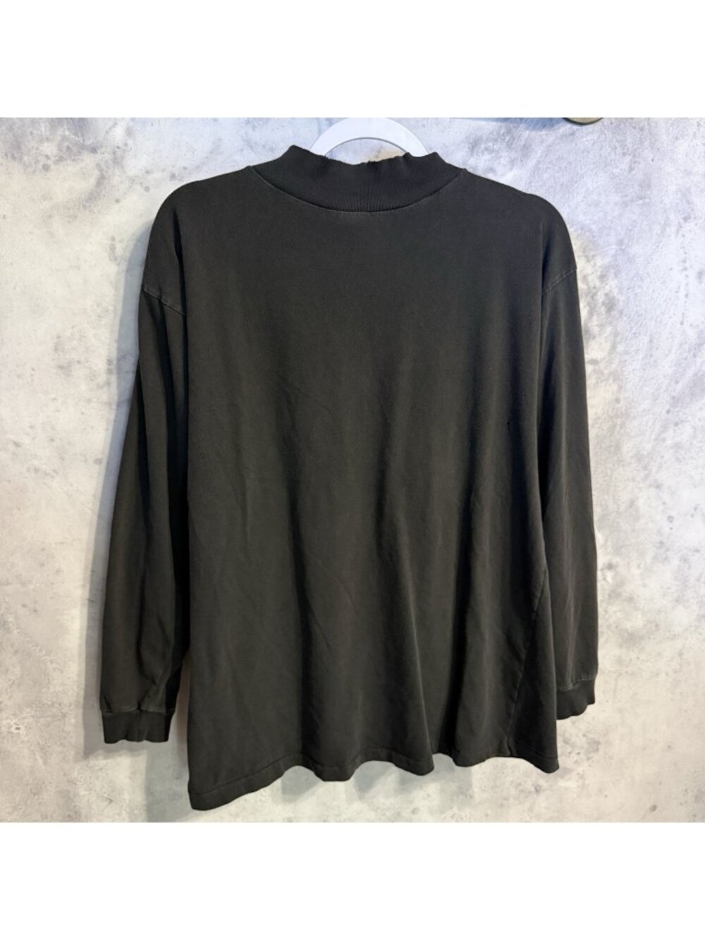 Vintage 90s Black Long Sleeve Mock Neck T Shirt Mens Medium